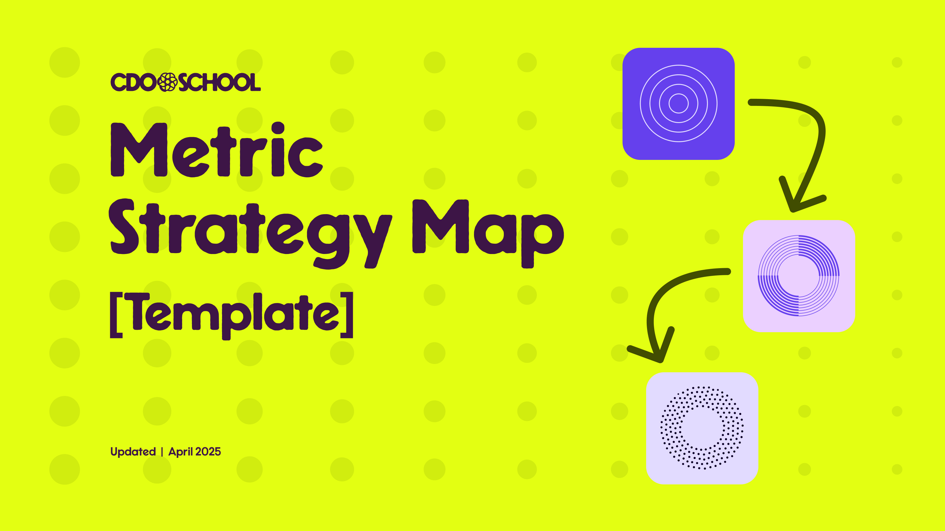 Placeholder image with lime yellow background, olive green dots, and purple icons