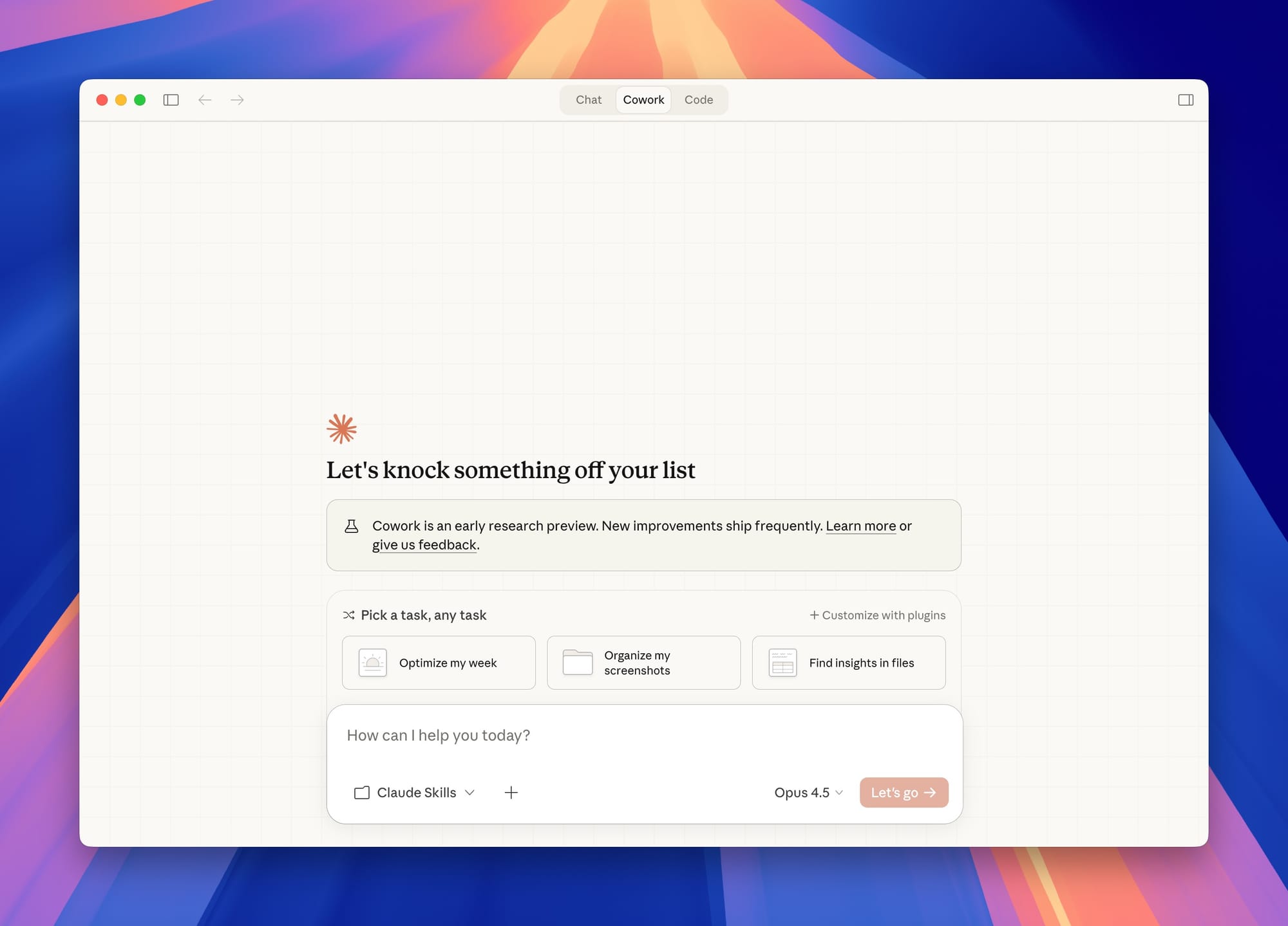 Claude Cowork interface